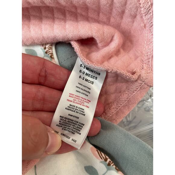 Catherine Malandrino 3 piece leggings set hooded vest pastel floral cotton 0-3m - Picture 3 of 6